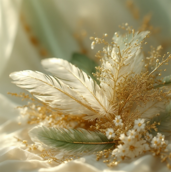 Elegant Feather Quill (Green - White)